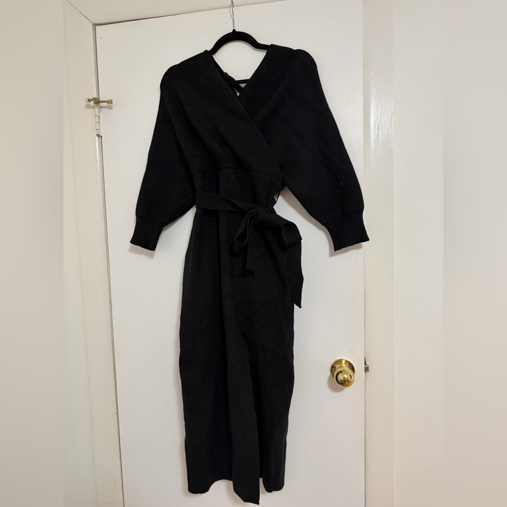 Lulu's Black Ribbed Knit Sweater